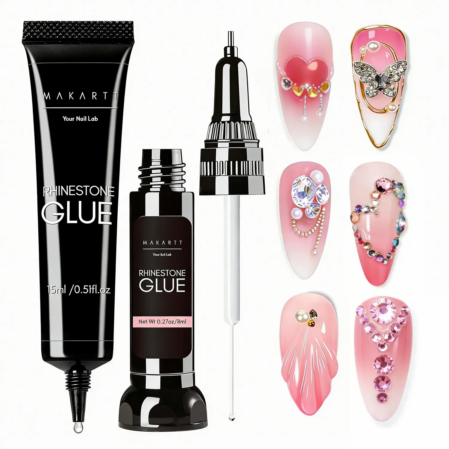 Makartt Nagelrhinestone-Kleber, Gel-Nagelkleber für Strass für 3D-Design Superstarker Klebstoff Nagelstein-Kleber für Weihnachts-DIY Image