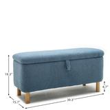 Hall Tree Blue Shoe Storage Bench Boucle Upholstered Storage Ottoman Entryway Bench with Padded Seat Cushion Storage Bench