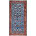 Shahbanu Rugs Lazy Sunday Blue Natural Wool Hand Knotted Serapi Heriz All Over Design with Serrated Leaf Pattern Rug (2'3"x4'8")