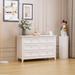 Solid Wood Spray-Painted Drawer Dresser Cabinet with Retro Round Handle, White