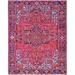 Shahbanu Rugs Pale Violet Red Old Persian Heriz Good Condition Pure Wool Hand Knotted Professionally Cleaned Rug (8'6"x11'2")
