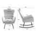 Rocking Chair Nursery, Modern Rocking Armchair with Headrest, Comfy Wingback Baby Rocker Glider Chair for Nursery, Living Room