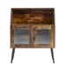 Brown Sideboard Cabinet Storage Side Dining Table with Glass Door and Shelf, Living Room Side Table Accent Slim End Table