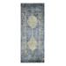 Shahbanu Rugs Nevada Gray with Gold Persian Medallion Design Wool and Pure Silk Wide Runner Hand Knotted Oriental Rug (3'x8')