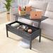 Lift Top Coffee Table with Storage Space Modern Rising Tabletop Dining Table Oak Texture Desk for Living Room, Dark Gray