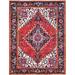 Shahbanu Rugs Spanish Red Vintage Persian Heriz Pure Wool Professionally Cleaned Hand Knotted Soft and Full Pile Rug (6'7"x9'2")