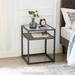2-Tier End Table Walnut Nightstand with Tempered Glass Top & Shelf