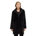 TOM TAILOR Damen 1037574 Fake-Fur Mantel, 14482-deep Black, XL