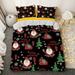 Merry Christmas Duvet Cover Set Christmas Santa Claus Tree Snowflake Pattern Decorative 3 Piece Bedding Set with 2 Pillow Shams