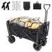 Collapsible Beach Wagon with 7 Big Wheels Outdoor Utility Wagon Carts Heavy Duty Foldable Wagon for Camping Shopping Garden Beach Picnic Large Capacity All Beach Cart