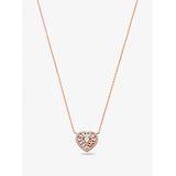 Michael Kors Precious Metal-Plated Sterling Silver Pavé Heart Necklace Rose Gold One Size