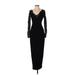 Style Stalker Casual Dress - Sheath V Neck 3/4 sleeves: Black Print Dresses - Women's Size Small