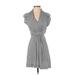French Connection Casual Dress - Wrap: Gray Chevron/Herringbone Dresses - Women's Size 2