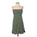 ABound Casual Dress - A-Line Square Sleeveless: Green Floral Dresses - Women's Size X-Small