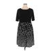 Monroe and Main Casual Dress - A-Line Crew Neck Short sleeves: Black Print Dresses - Women's Size Large