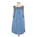 BeachLunchLounge Casual Dress - Shift Square Sleeveless: Blue Print Dresses - Women's Size Medium