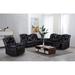 Orren Ellis Woodinville 3 Piece Faux Reclining Living Room Set Faux Leather in Black | 41 H x 79 W x 37 D in | Wayfair Living Room Sets