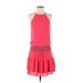 Krisa Casual Dress - Mini High Neck Sleeveless: Red Print Dresses - Women's Size Small