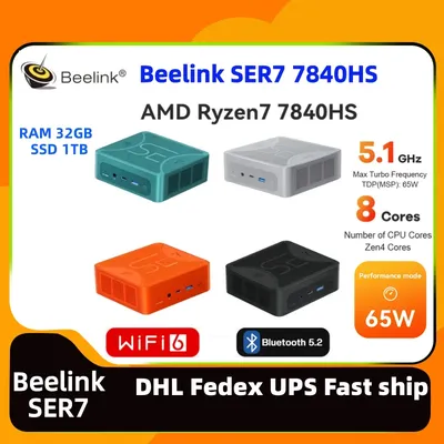 Beelink-Mini PC SER7 AMD Ryzen 7 7840HS TDP 65W 5.1GHZ 32 Go 1 To DDR5 dp 4K ordinateur de
