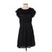 Dolan Casual Dress - A-Line Crew Neck Short sleeves: Black Print Dresses - New - Women's Size Small