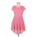 Aeropostale Casual Dress - A-Line Scoop Neck Short sleeves: Pink Chevron/Herringbone Dresses - Women's Size Medium