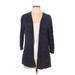 Croft & Barrow Cardigan Sweater: Blue Color Block Sweaters & Sweatshirts - Women's Size Large