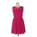 American Eagle Outfitters Cocktail Dress - A-Line Crew Neck Sleeveless: Pink Print Dresses - Women's Size 14