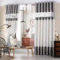 Gray Luxury Chenille Hollow Stitching Bird Nest Curtains For Living Room Coffee Dot Tulle Panel