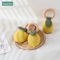 1pc Baby Crochet Rattles Fruits Lemon Rattle Toy Wood Ring Baby Teether Rodent Infant Gym Mobile