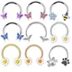 Fashion Pink Butterfly Stainless Steel Nose Ring for Women Fake Piercing Septum Nose Piercing Body