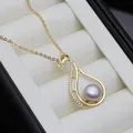 925 Sterling Silver Necklace Pendant Necklace Gold Plated Natural Freshwater Pearl Pendant Chain