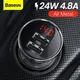 Baseus All Metal Dual USB Car Charger 24W 4.8A Fast Car USB Charger LED Auto Car Charging Adapter