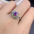 Newest 2 ct Colorful Moissanite Ring for Women Real 925 Silver Fine Jewelry Shiny Lab Diamond Women