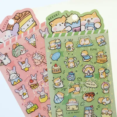 Koreanische Import NEKONI Kawaii Spun Zucker Tiere Lebensmittel PVC Wasserdichte Aufkleber Journal Image