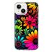 MUNDAZE Apple iPhone 14 Shockproof Clear Hybrid Protective Phone Case Neon Rainbow Glow Colorful Abstract Flowers Floral Cover