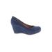 Nine West Wedges: Blue Solid Shoes - Women's Size 7 1/2 - Round Toe