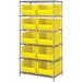 Quantum Storage Systems WR6-954 Chrome Wire Shelving with 10 24 in. Bins Yellow - 36 x 24 x 74 in.