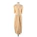 Rebecca Taylor Casual Dress - Midi V Neck 3/4 sleeves: Tan Print Dresses - Women's Size 6
