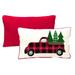 Jordan Manufacturing 16 x 12 Reversible Outdoor Lumbar Throw Pillow (Set of 2) - 12 L x 16 W x 5 H Christmas Tree Truck White