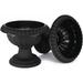 Round Heavy Duty Plastic Clay Look (2 Count) Flower Seedlings Nursery / Planter / Urn With Wide Base For Garden Patio Office Ornaments Home Decor Long Lasting Reusable Light Weight (Black-L)