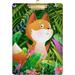 Hyjoy Fox Grass Flowers Clipboard Forest Animal Acrylic A4 Letter Size Clipboards Writing Pads for Students Teacher Low Profile Clip Standard Size 12.5 x 9 Sliver