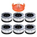 Pack of 6 Grass Trimmer Spools for Black and Decker Grass Trimmer Diameter 1.65mm 10M Trimmer Spool