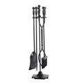 Fireplace Tools Sets ZPL 5 Pcs Fireplace Tools Sets and Holder Black Handle Wrought Iron Large Fire Tool Set Outdoor Fireset Stand Rustic Antique