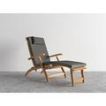 Adelle Teak Folding Outdoor Deck Chair Lounge with Charcoal Cushions