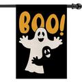 Halloween Boo House Flag Black White Spooky Ghost Welcome Flags Double Sided Vertical Burlap Yard Outdoor Halloween Decor 28x40 Inch