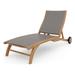 Perrin Teak Outdoor Reclining Chaise Lounger in Taupe with Wheels