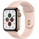 Restored Apple Watch Series 5 44mm GPS Cellular Stainless Steel Gold Case Pink Sport Band (Refurbished)