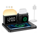 Digital Alarm Clock with Wireless Charging for Iphone and iWatch Airpods 3 in 1 Charger with Dimmable Night Light Phone Charging Station for Multiple Devices