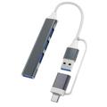 Christmas Gifts Clearance! SHENGXINY Usb C Hub Clearance Mini Type-c Hub Extensions 4 Port USB 3.0 Hub 2.0 Hub Type-c Adapter Station Ultra Slim Portable Data Hub Type-c Splitter Aluminum Gray