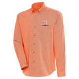 Men's Antigua Orange Austin Dillon Compression Tri-Blend Button-Down Shirt